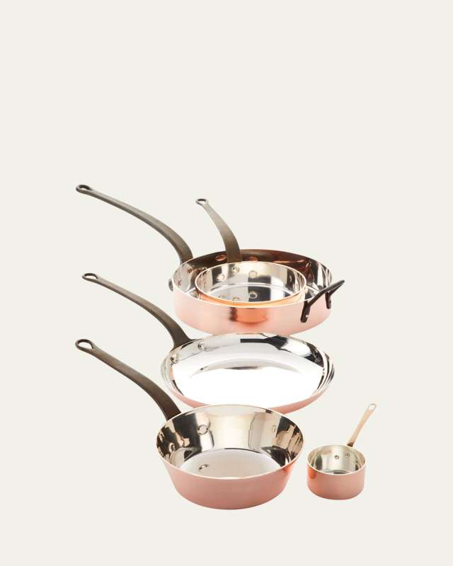 Solid Copper Silver-Lined Pans, Set of 5